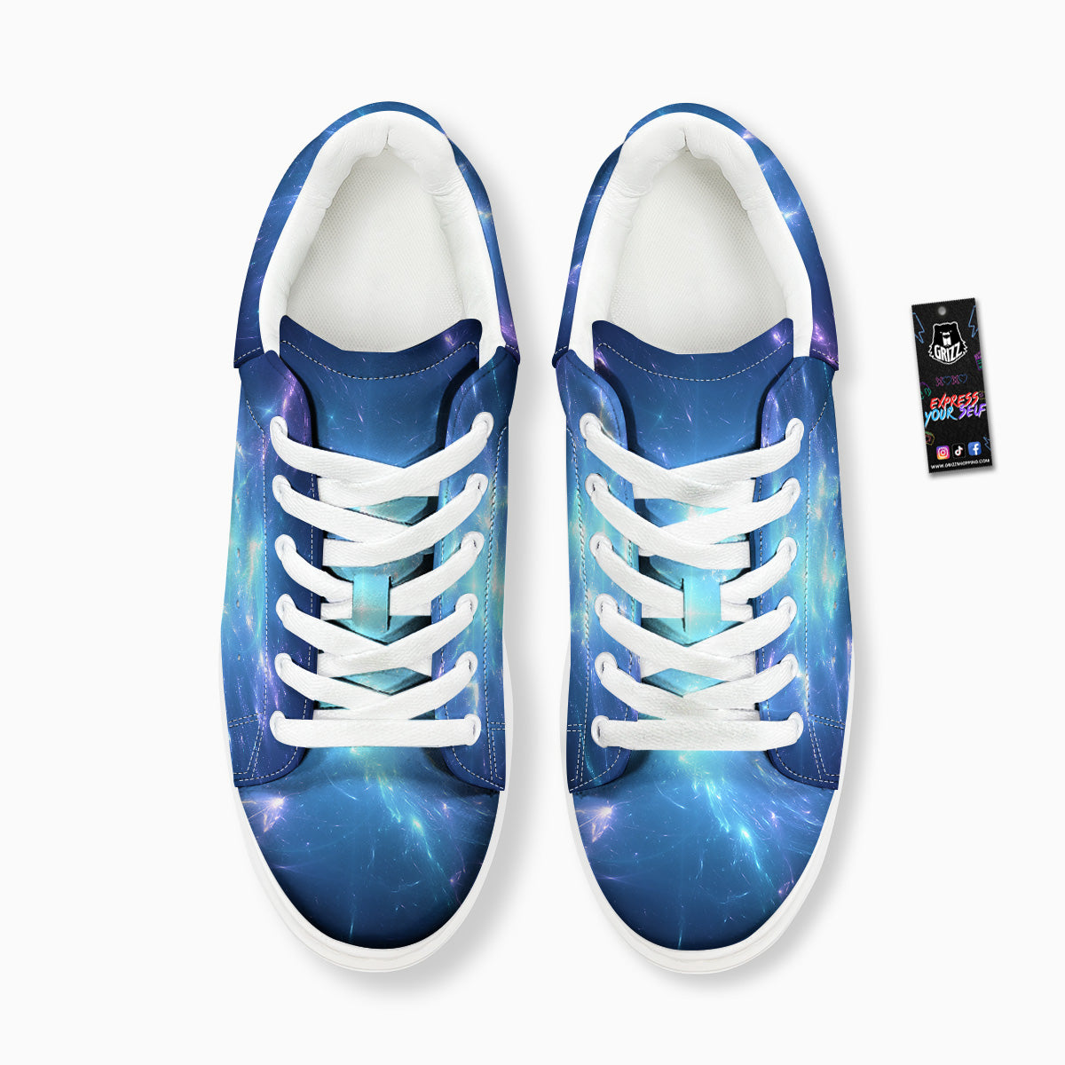 Plasma Blue Print Platform Shoes-grizzshop