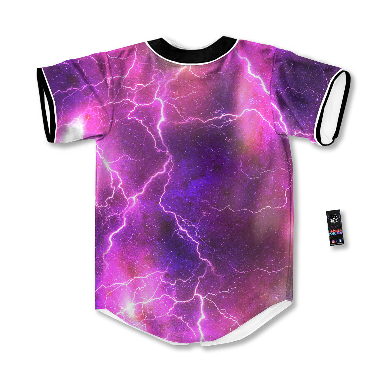 Plasma Lightning Print Baseball Jersey-grizzshop