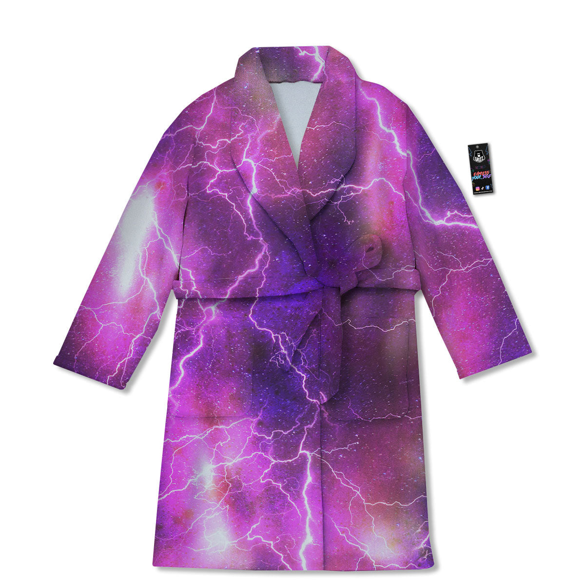 Plasma Lightning Print Bathrobe-grizzshop