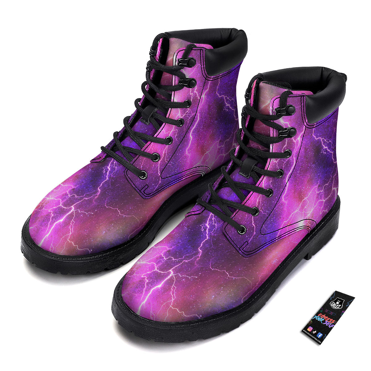 Plasma Lightning Print Boots-grizzshop