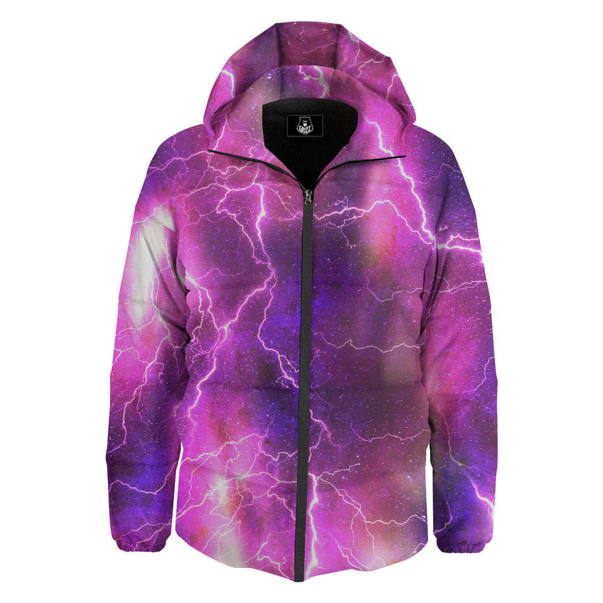 Plasma Lightning Print Down Jacket-grizzshop