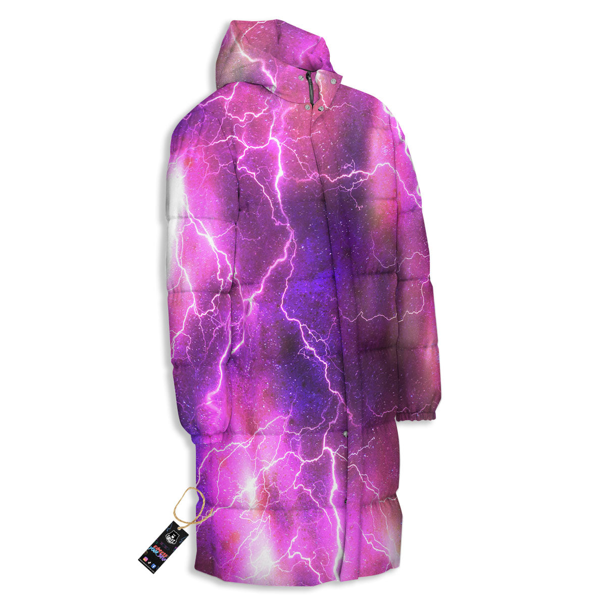 Plasma Lightning Print Long Down Jacket-grizzshop