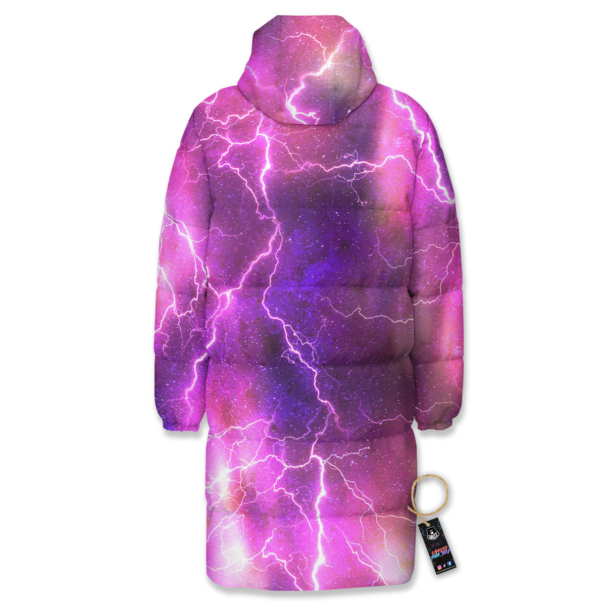 Plasma Lightning Print Long Down Jacket-grizzshop