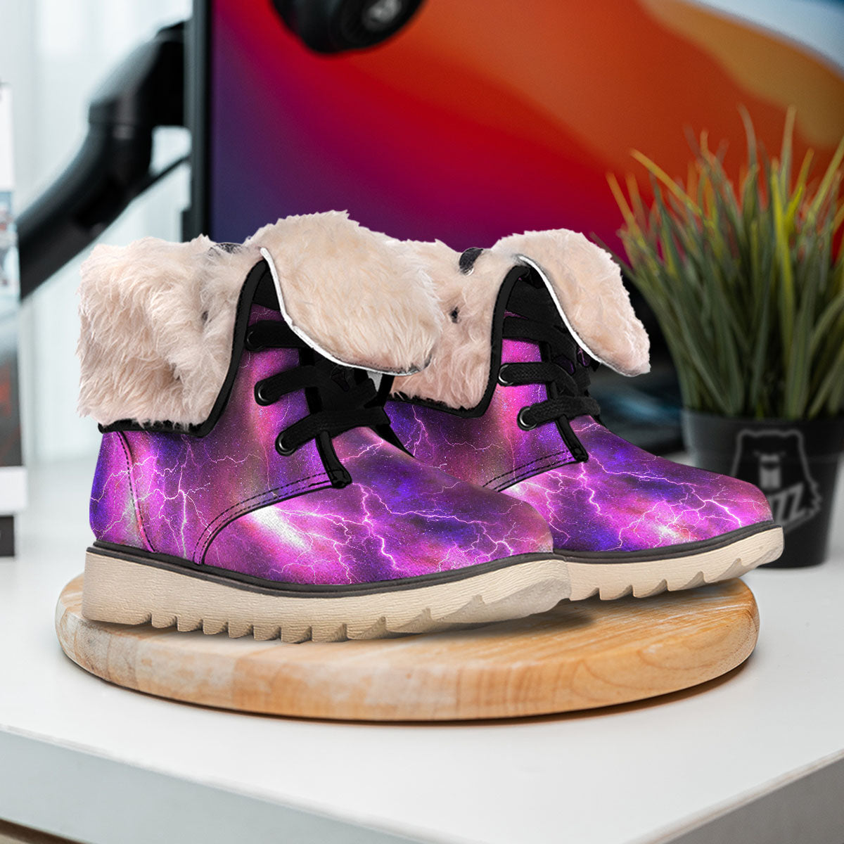 Plasma Lightning Print Snow Boots-grizzshop