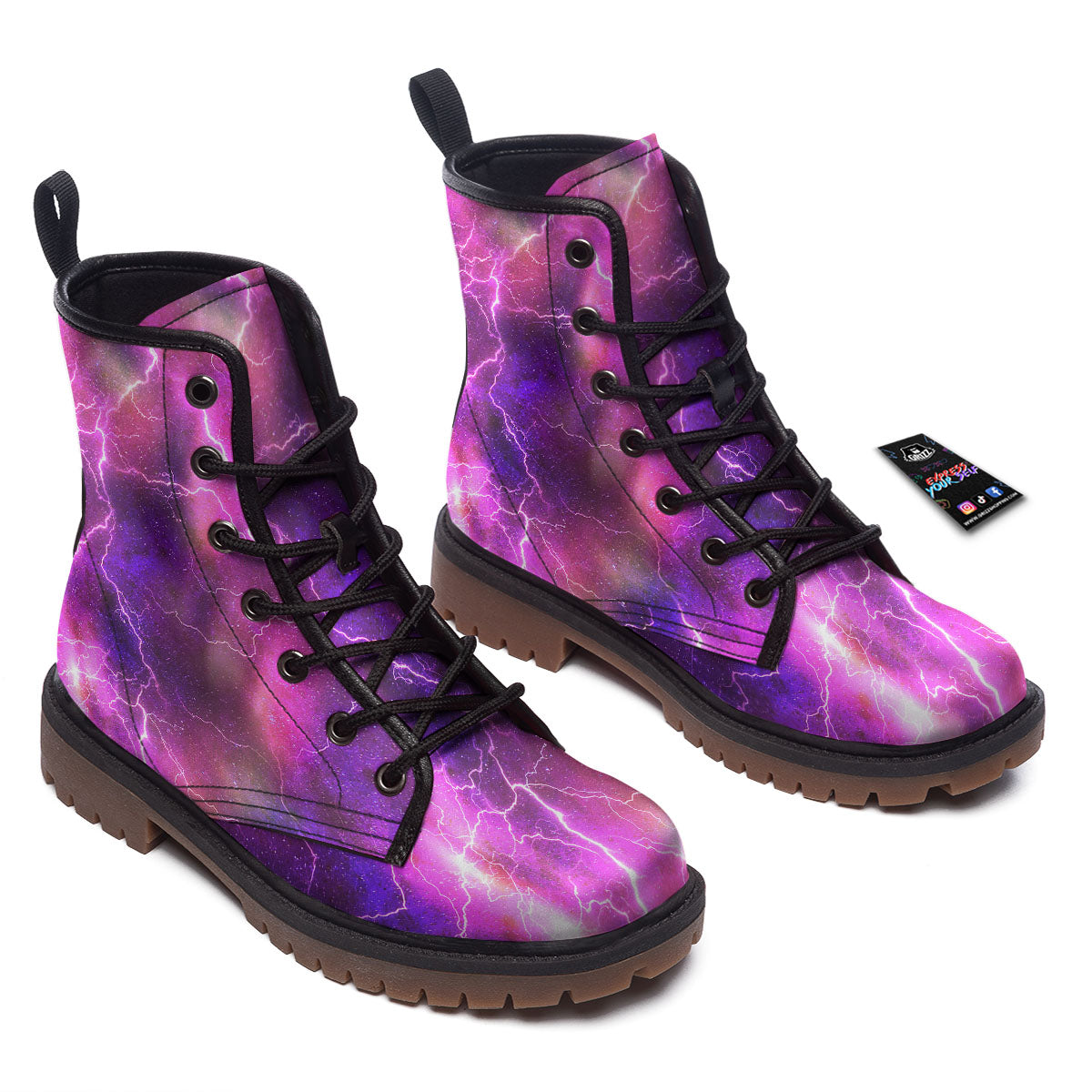 Plasma Lightning Print Work Boots-grizzshop