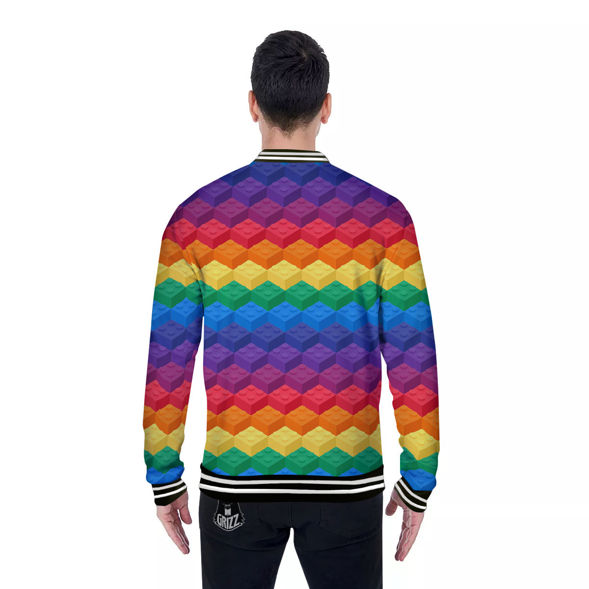 Plastic Blocks Building Print Pattern Baseball Jacket-grizzshop