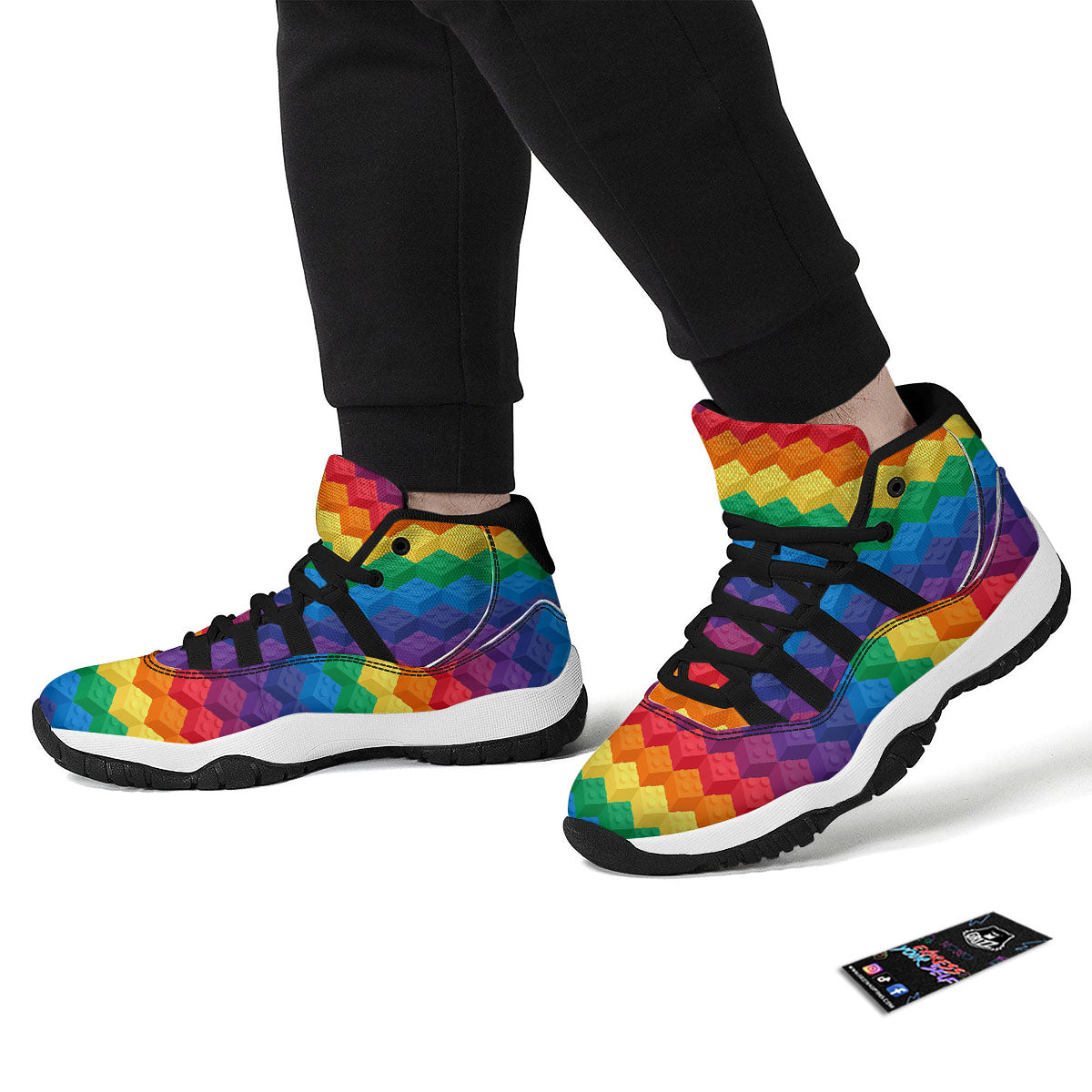 Plastic Blocks Building Print Pattern Black Bball Shoes-grizzshop