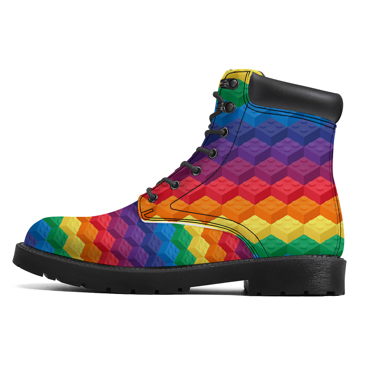 Plastic Blocks Building Print Pattern Boots-grizzshop