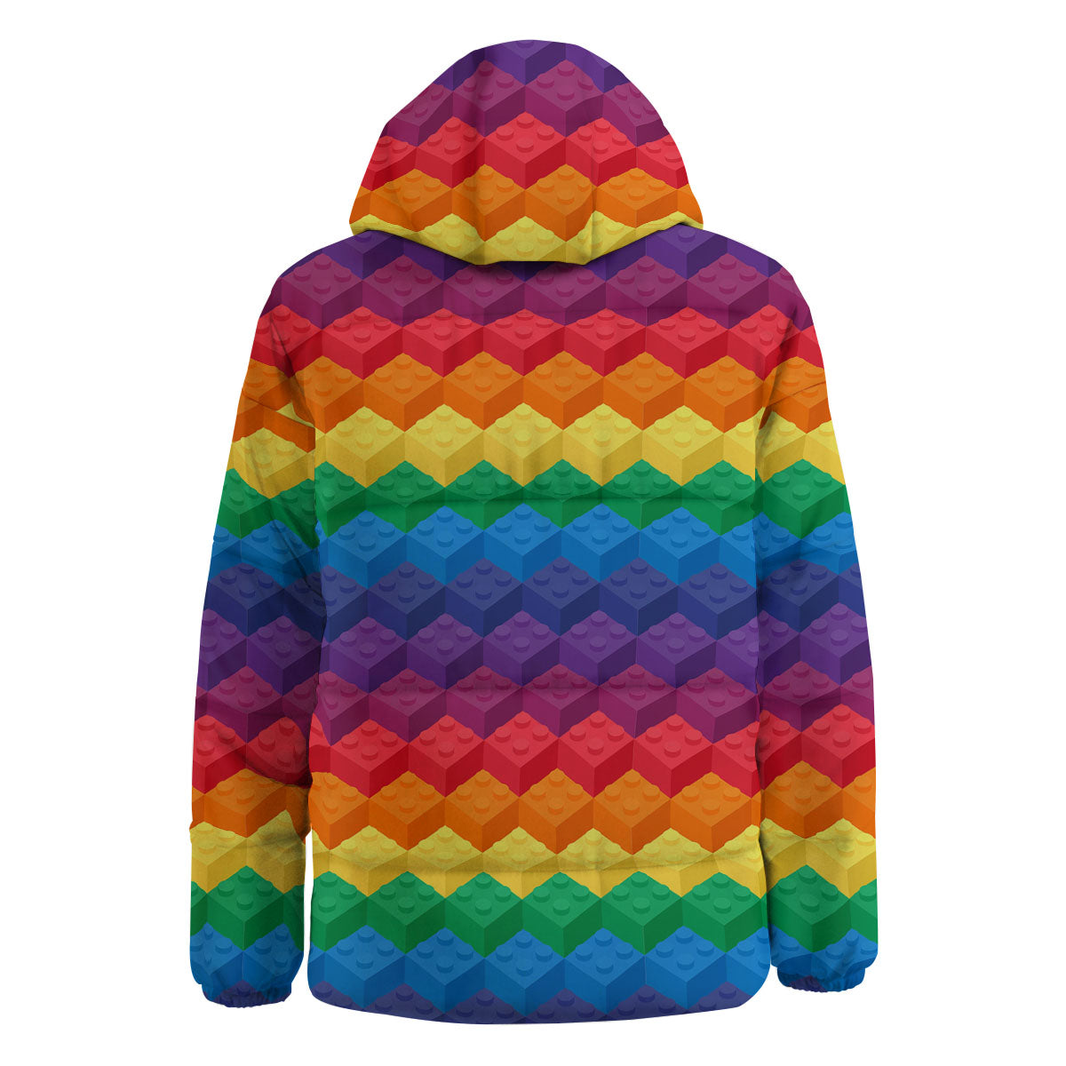 Plastic Blocks Building Print Pattern Down Jacket-grizzshop
