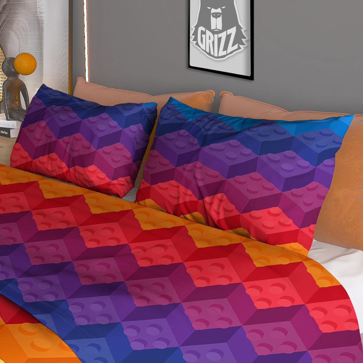 Plastic Blocks Building Print Pattern Duvet Cover Bedding Set-grizzshop