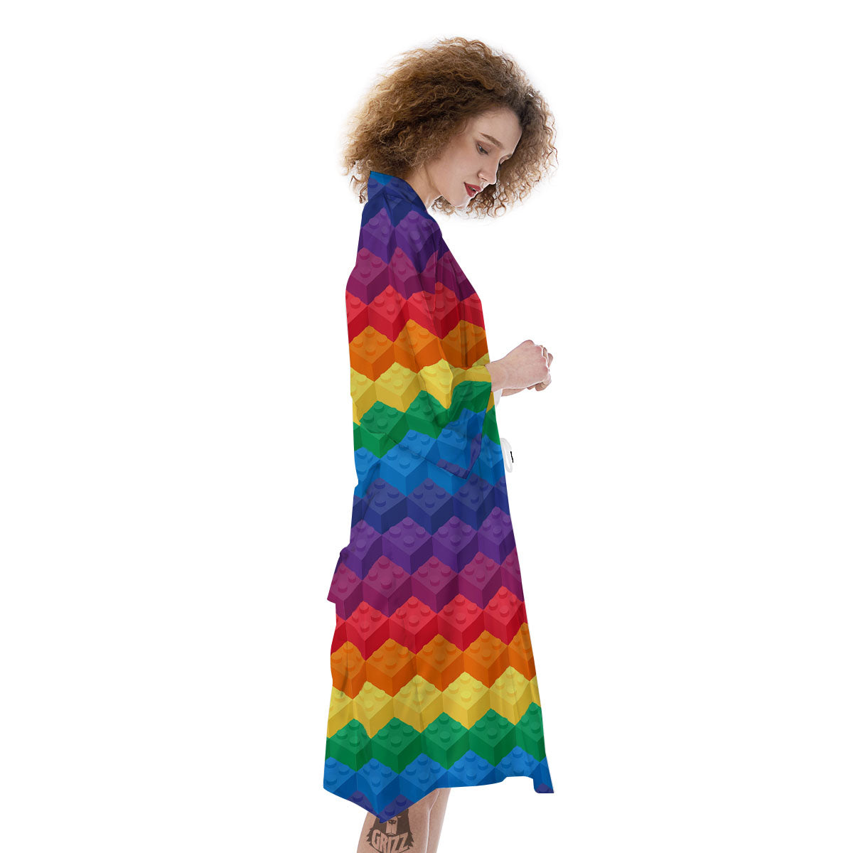 Plastic Blocks Building Print Pattern Kimono-grizzshop