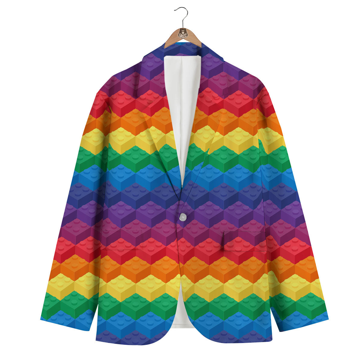Plastic Blocks Building Print Pattern Men's Blazer-grizzshop