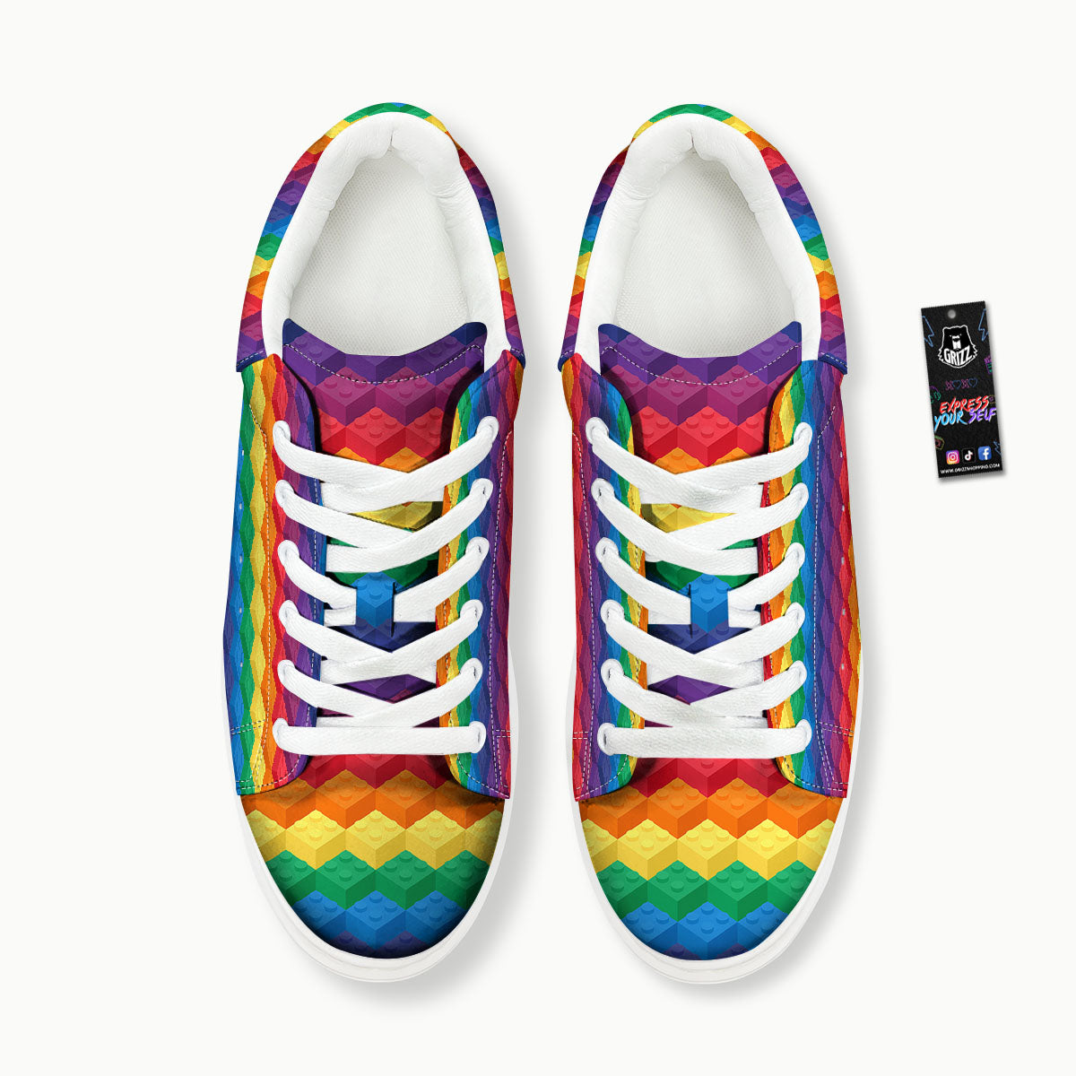 Plastic Blocks Building Print Pattern Platform Shoes-grizzshop