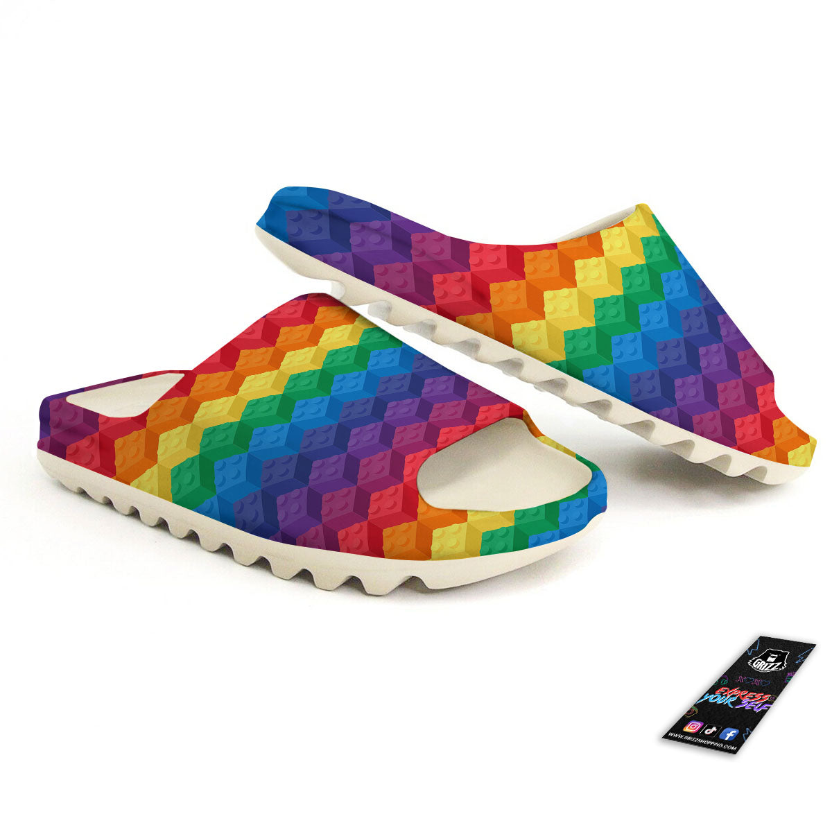 Plastic Blocks Building Print Pattern Sandals-grizzshop