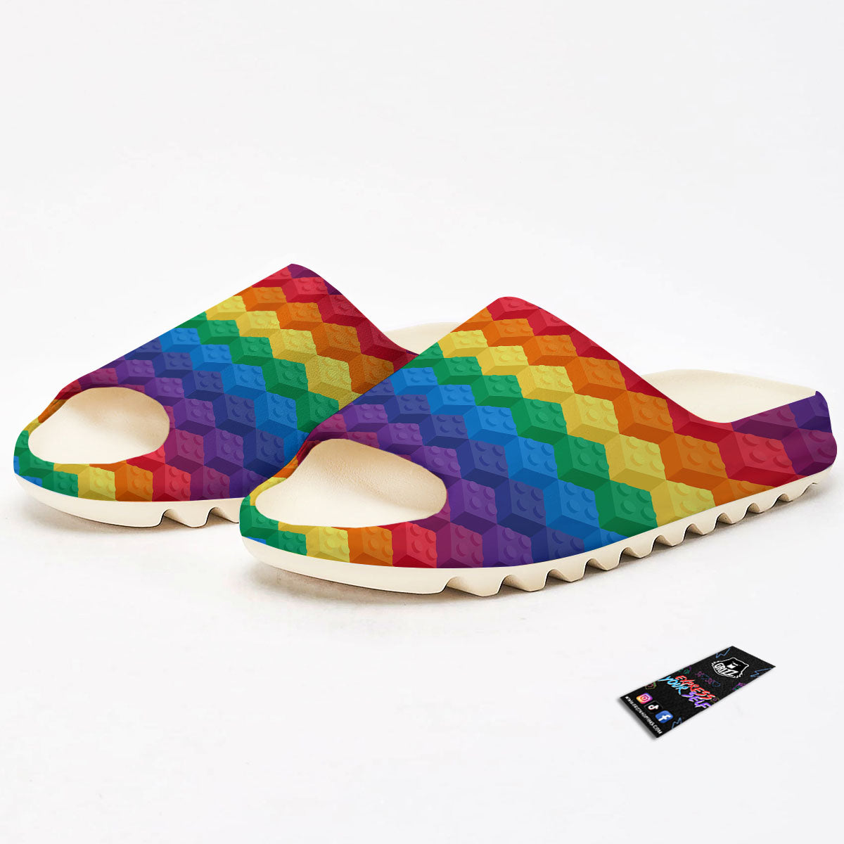 Plastic Blocks Building Print Pattern Sandals-grizzshop