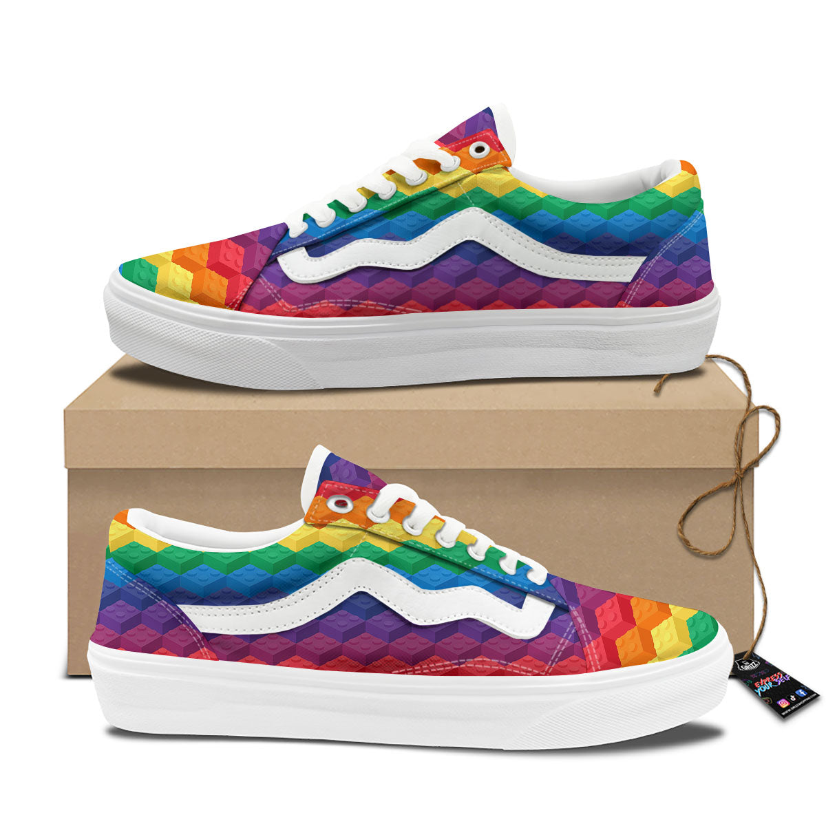 Plastic Blocks Building Print Pattern Skate Shoes-grizzshop