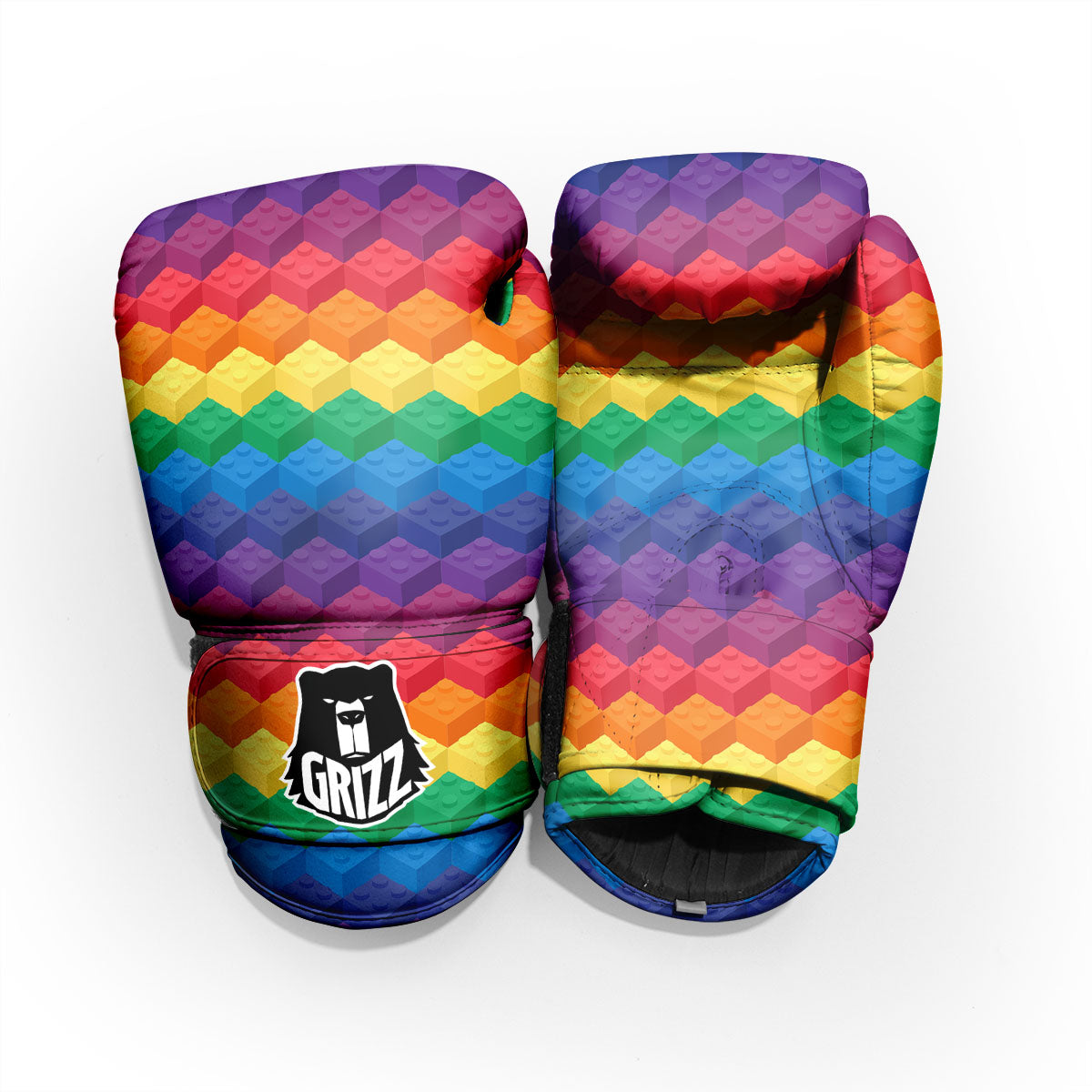Plastic Blocks Building Print Pattern Sparring Gloves-grizzshop