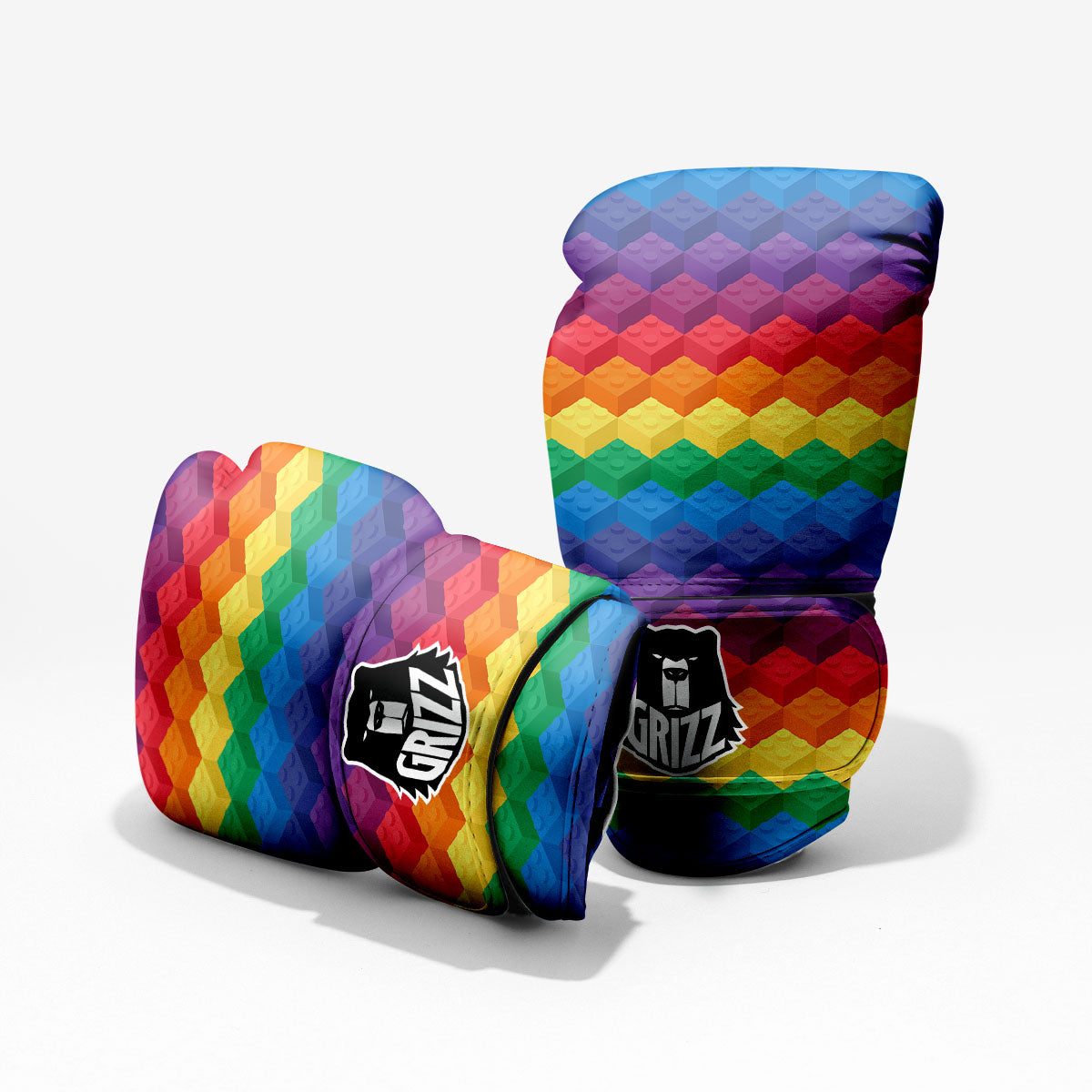 Plastic Blocks Building Print Pattern Sparring Gloves-grizzshop