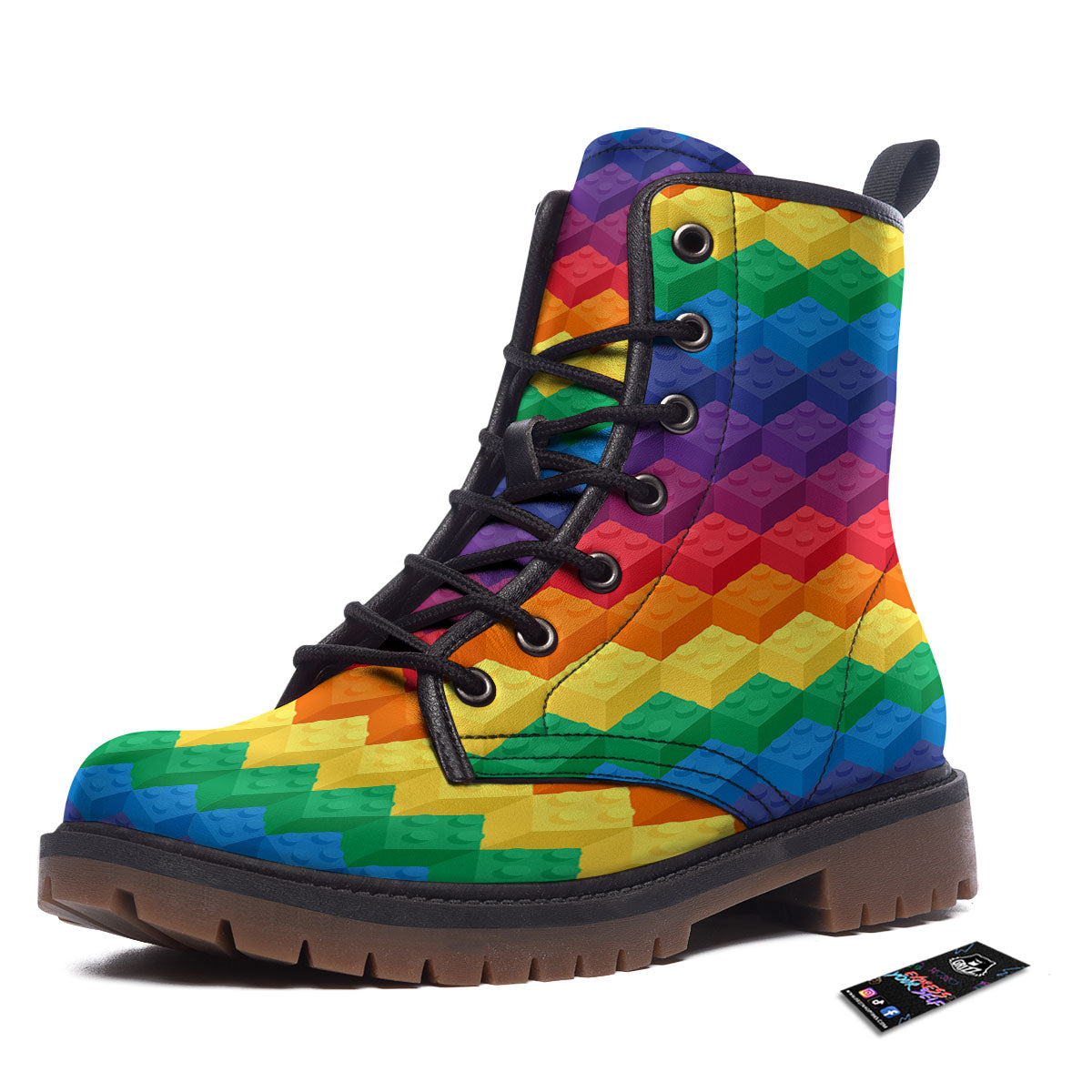 Plastic Blocks Building Print Pattern Work Boots-grizzshop