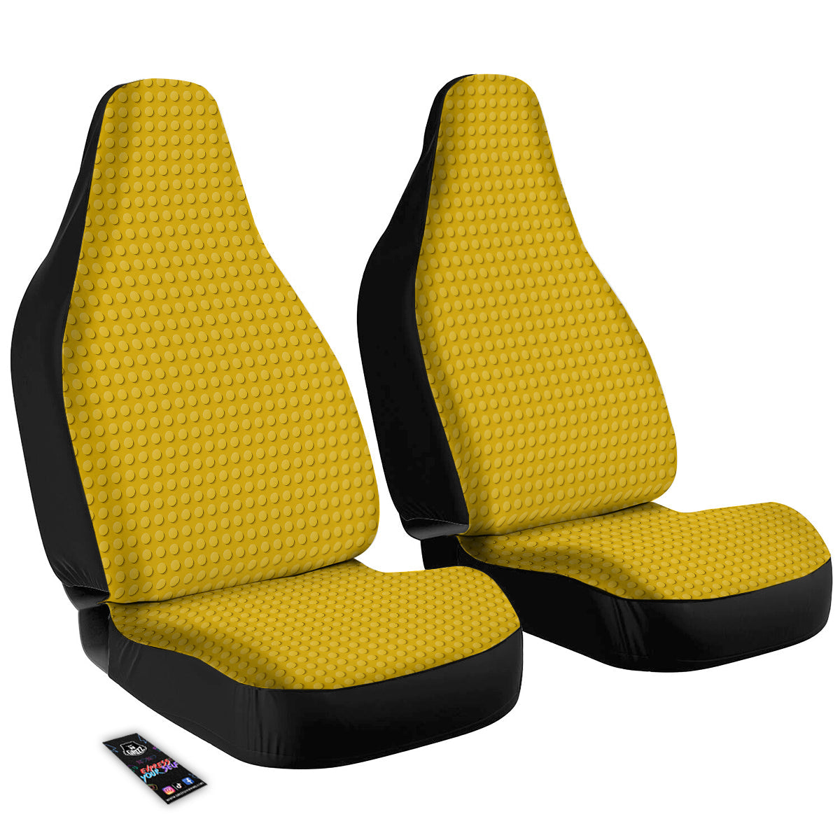 Plastic Building Blocks Yellow Print Pattern Car Seat Covers-grizzshop