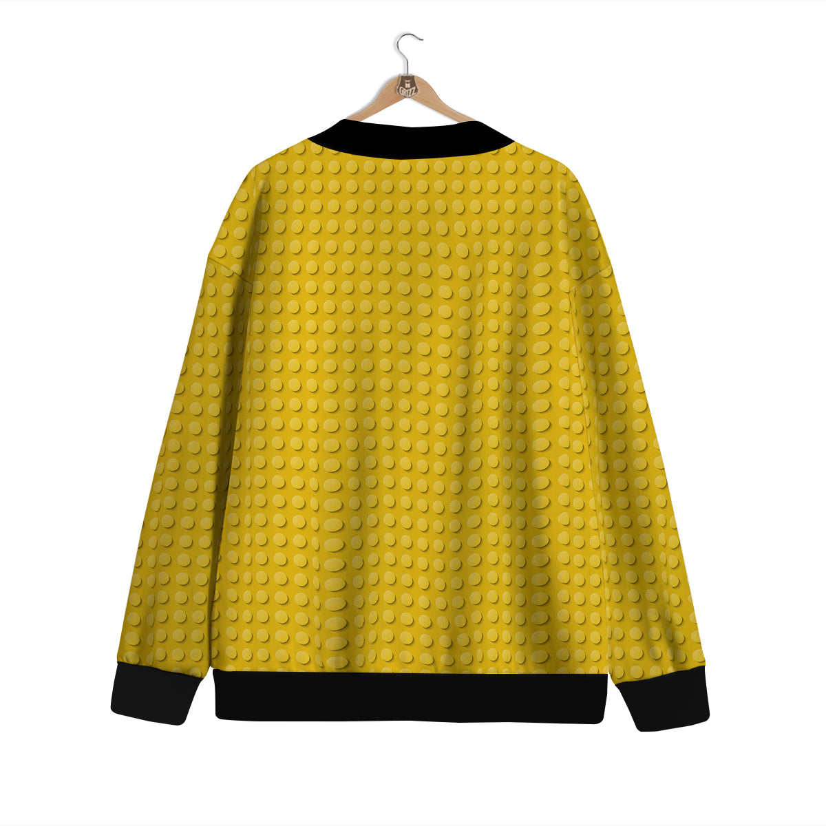 Plastic Building Blocks Yellow Print Pattern Cardigan-grizzshop