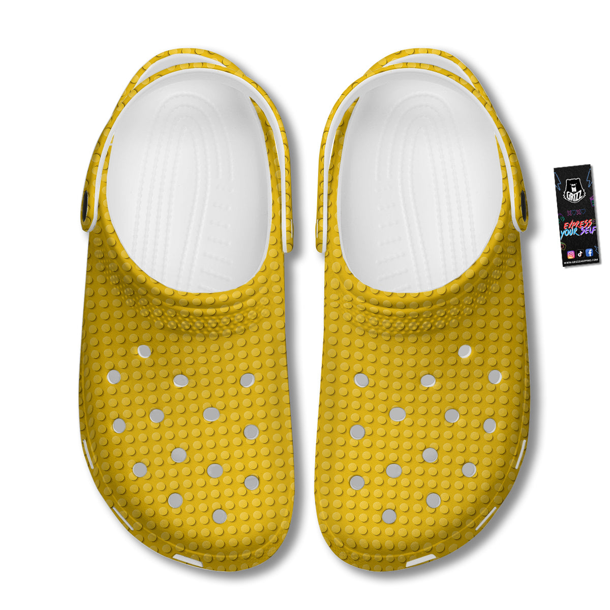 Plastic Building Blocks Yellow Print Pattern Clog-grizzshop
