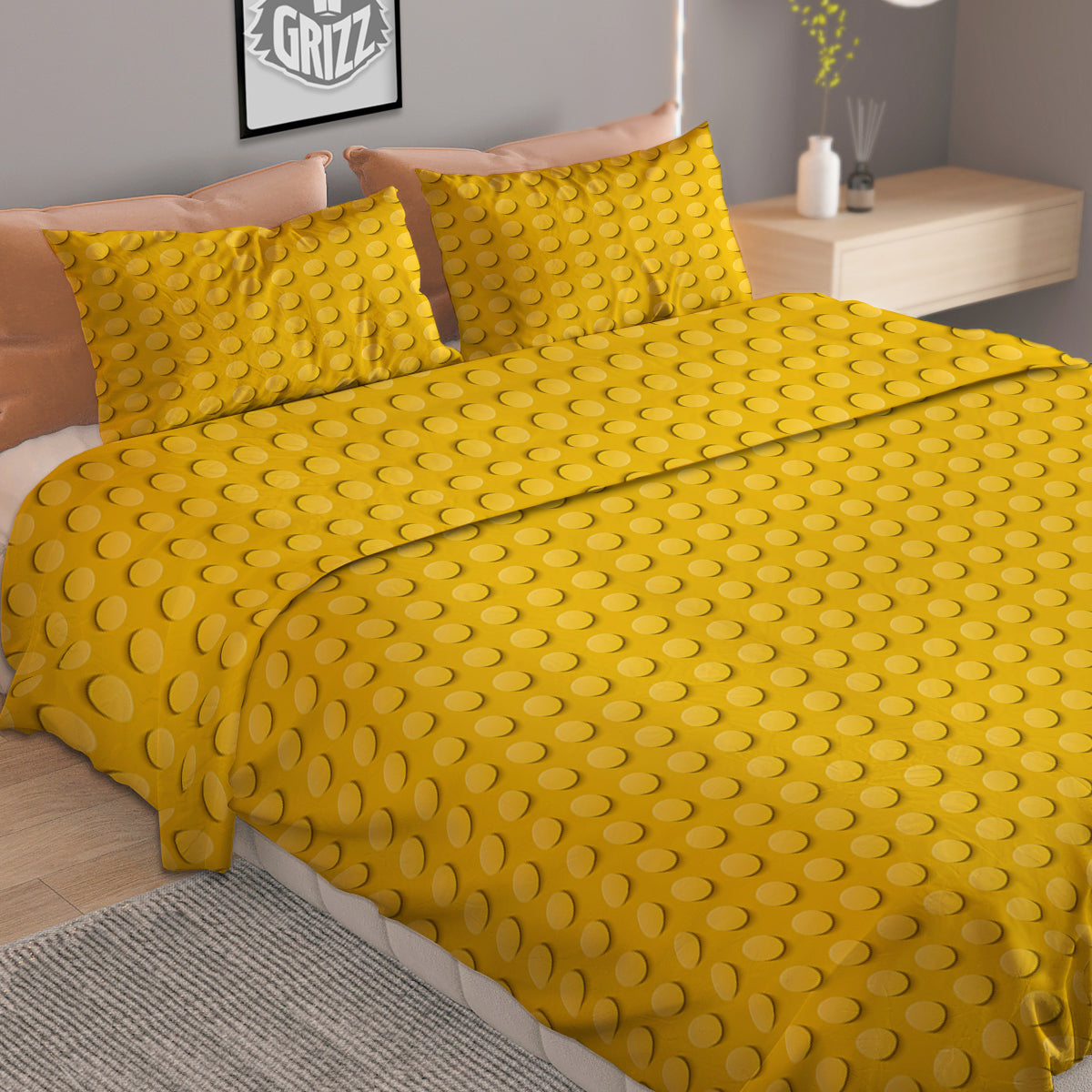Plastic Building Blocks Yellow Print Pattern Duvet Cover Bedding Set