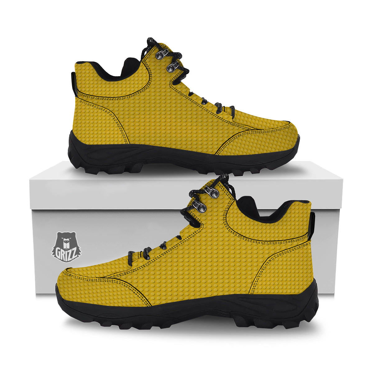 Plastic Building Blocks Yellow Print Pattern Hiking Shoes-grizzshop