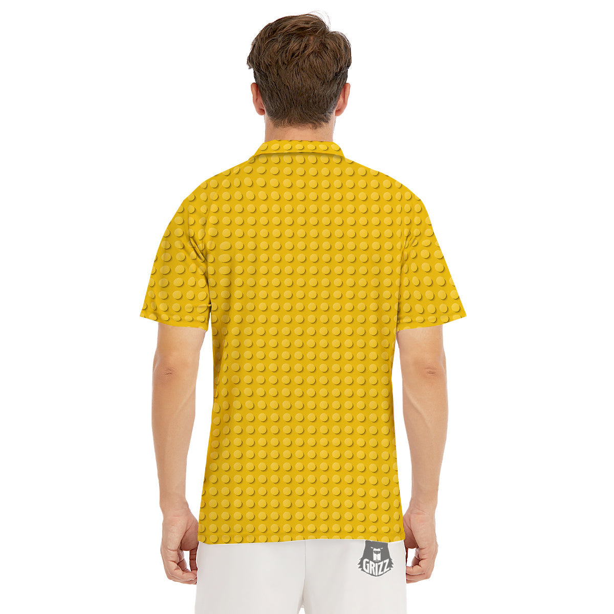 Plastic Building Blocks Yellow Print Pattern Men's Golf Shirts-grizzshop