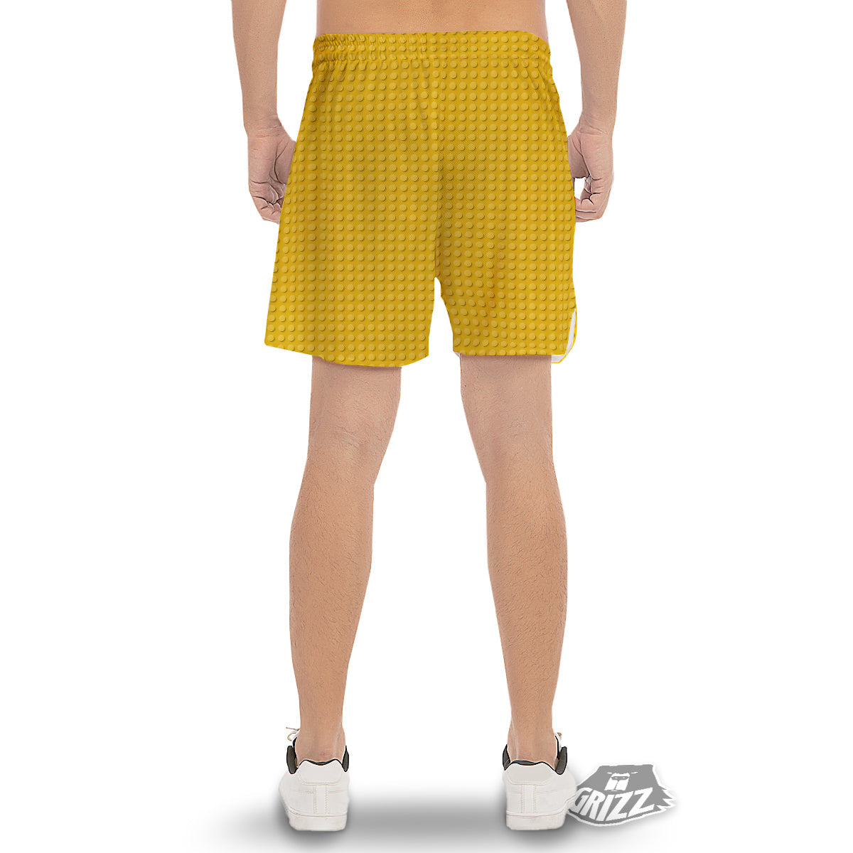 Plastic Building Blocks Yellow Print Pattern Men's Gym Shorts-grizzshop