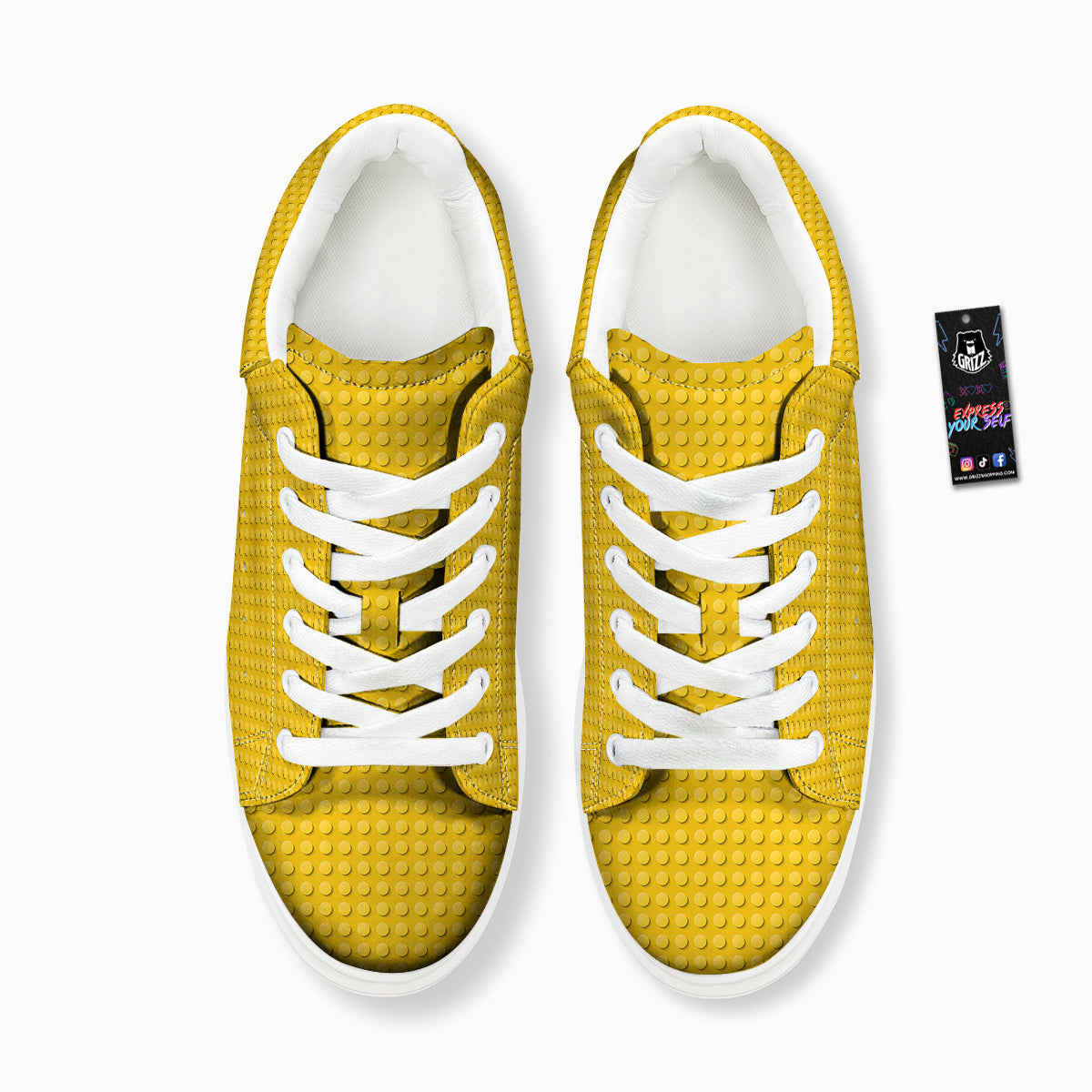 Plastic Building Blocks Yellow Print Pattern Platform Shoes-grizzshop