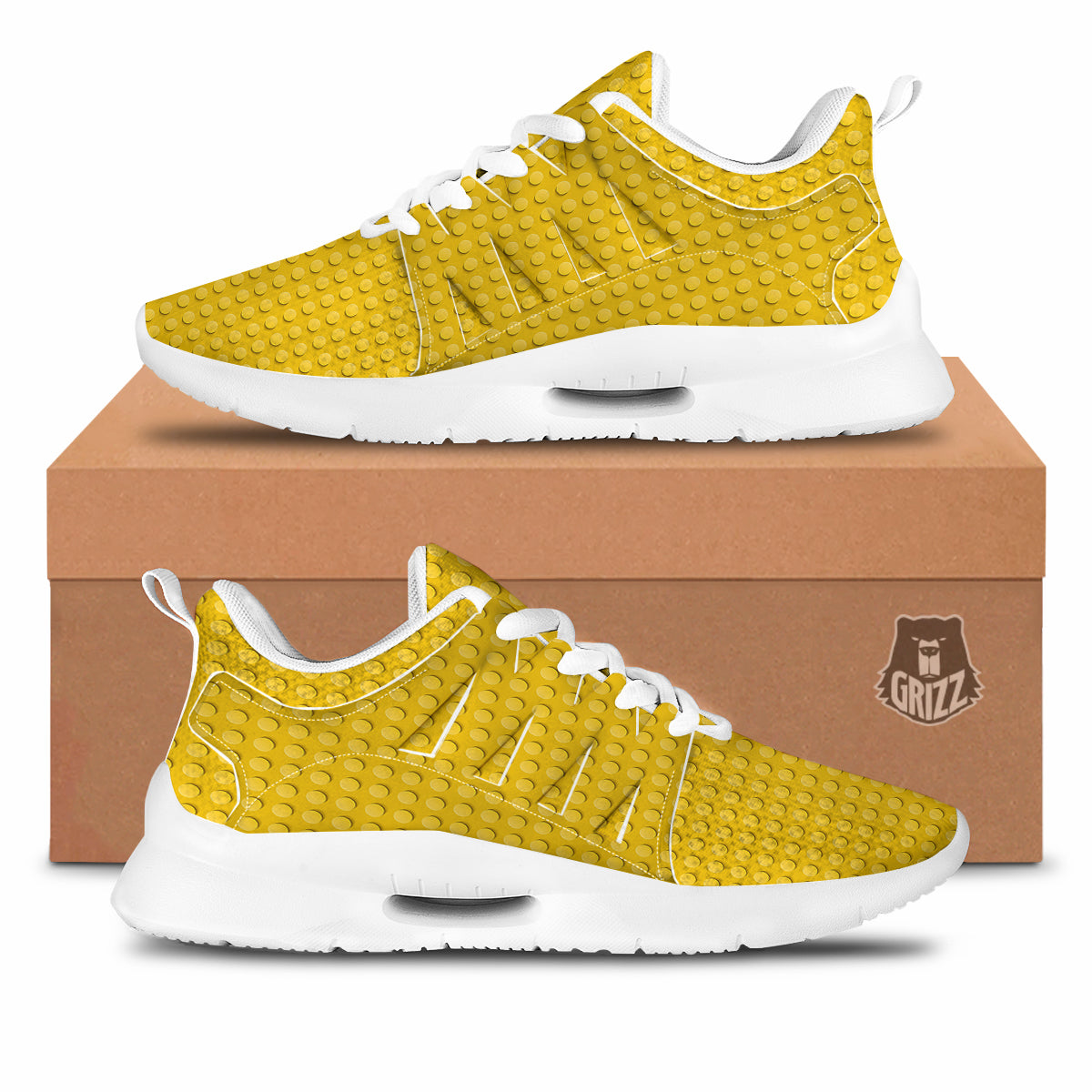 Plastic Building Blocks Yellow Print Pattern Tennis Shoes-grizzshop