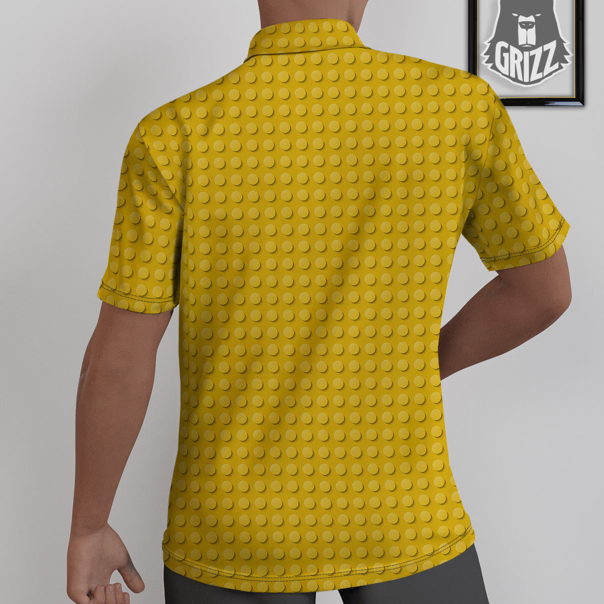 Plastic Building Blocks Yellow Print Pattern Untucked Shirts-grizzshop