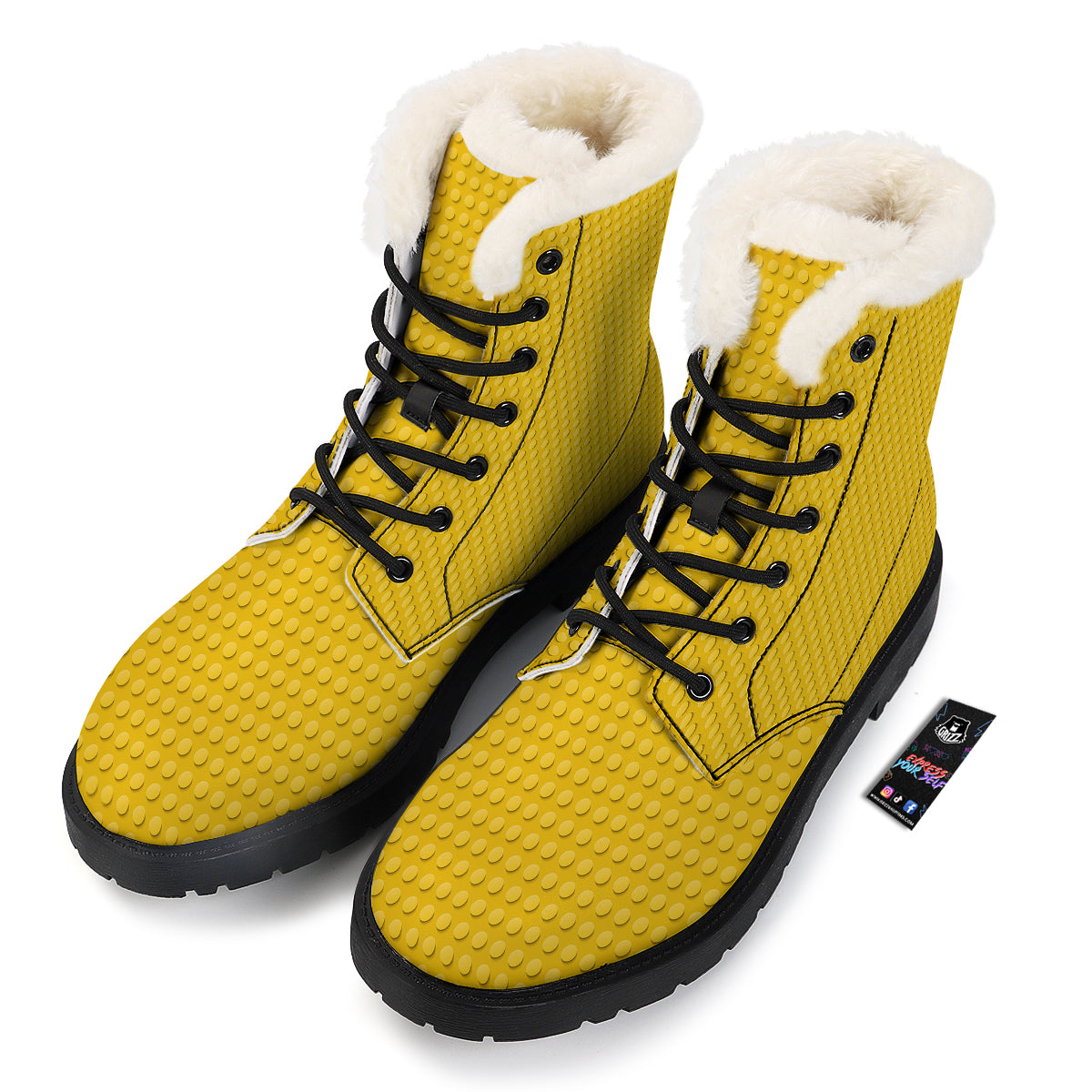 Plastic Building Blocks Yellow Print Pattern Winter Boots-grizzshop