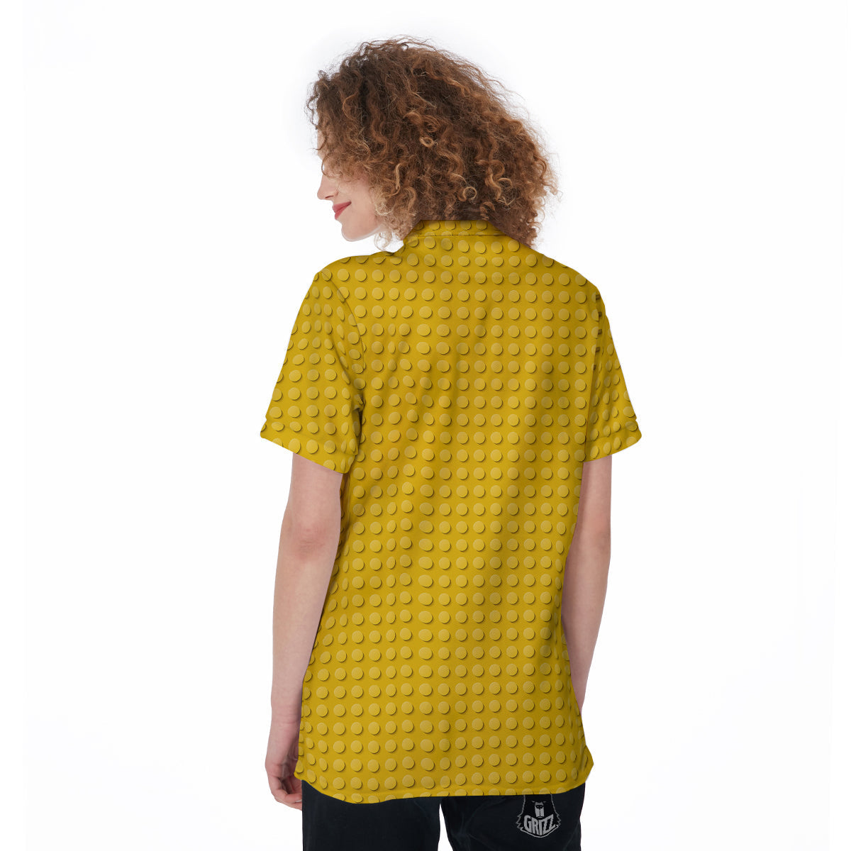 Plastic Building Blocks Yellow Print Pattern Women's Golf Shirts-grizzshop