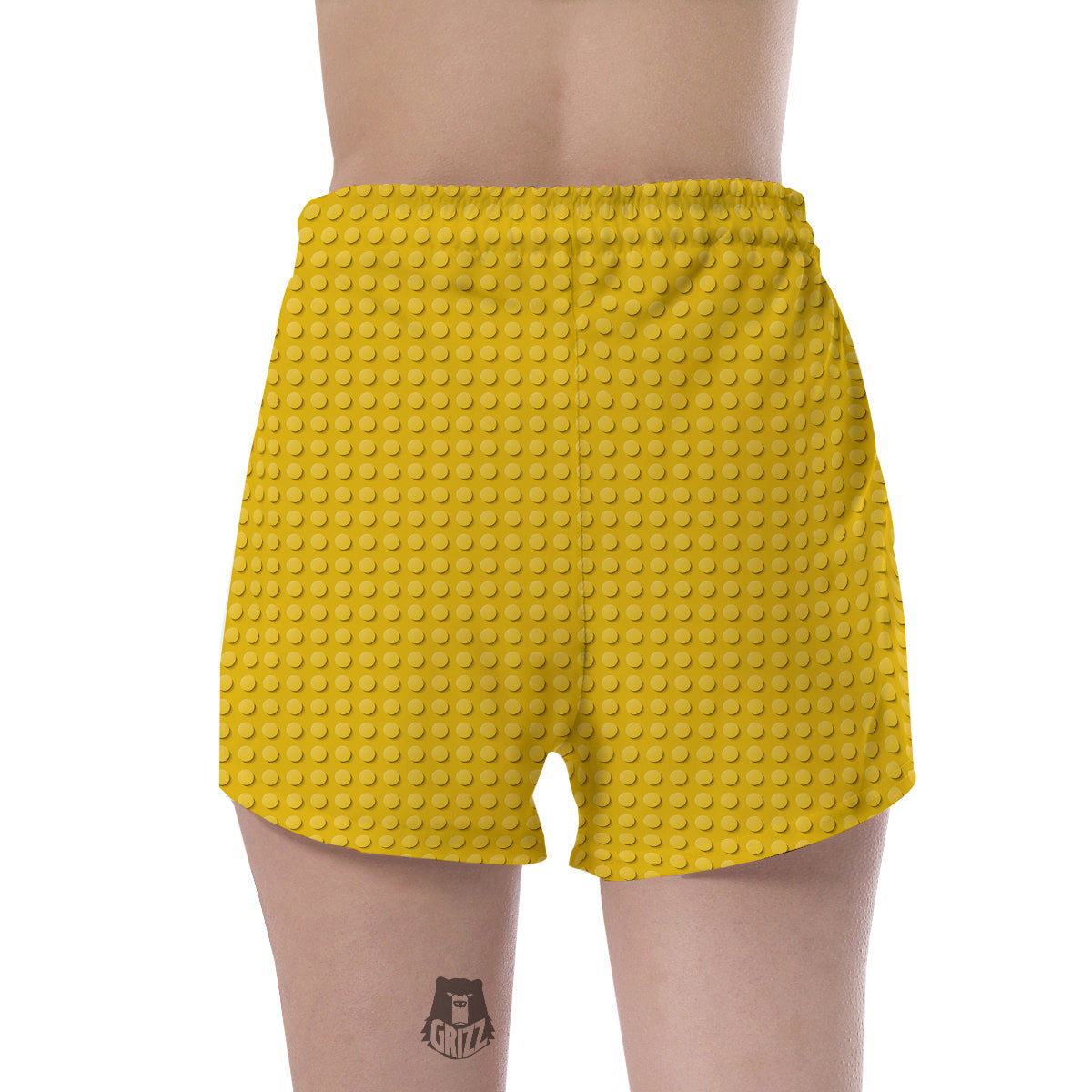 Plastic Building Blocks Yellow Print Pattern Women's Shorts-grizzshop