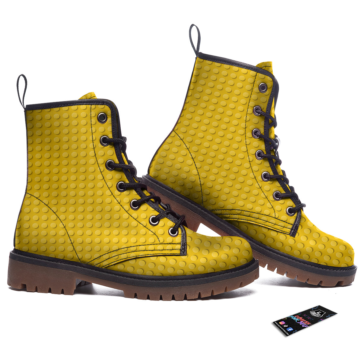 Plastic Building Blocks Yellow Print Pattern Work Boots-grizzshop