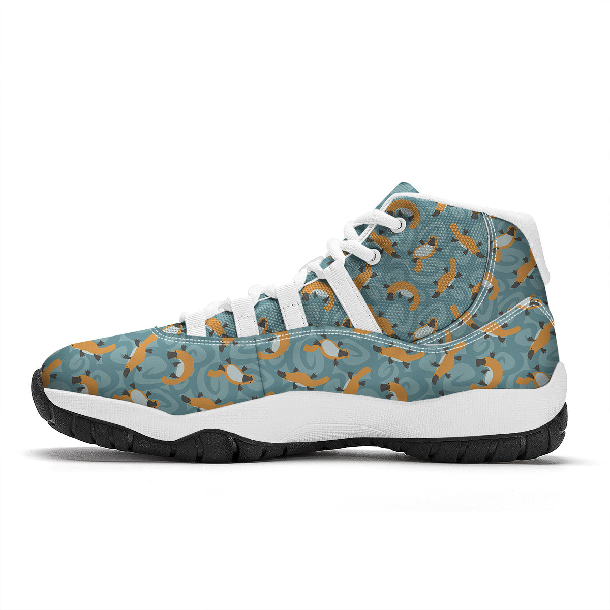 Platypus Funny Print Pattern White Bball Shoes-grizzshop