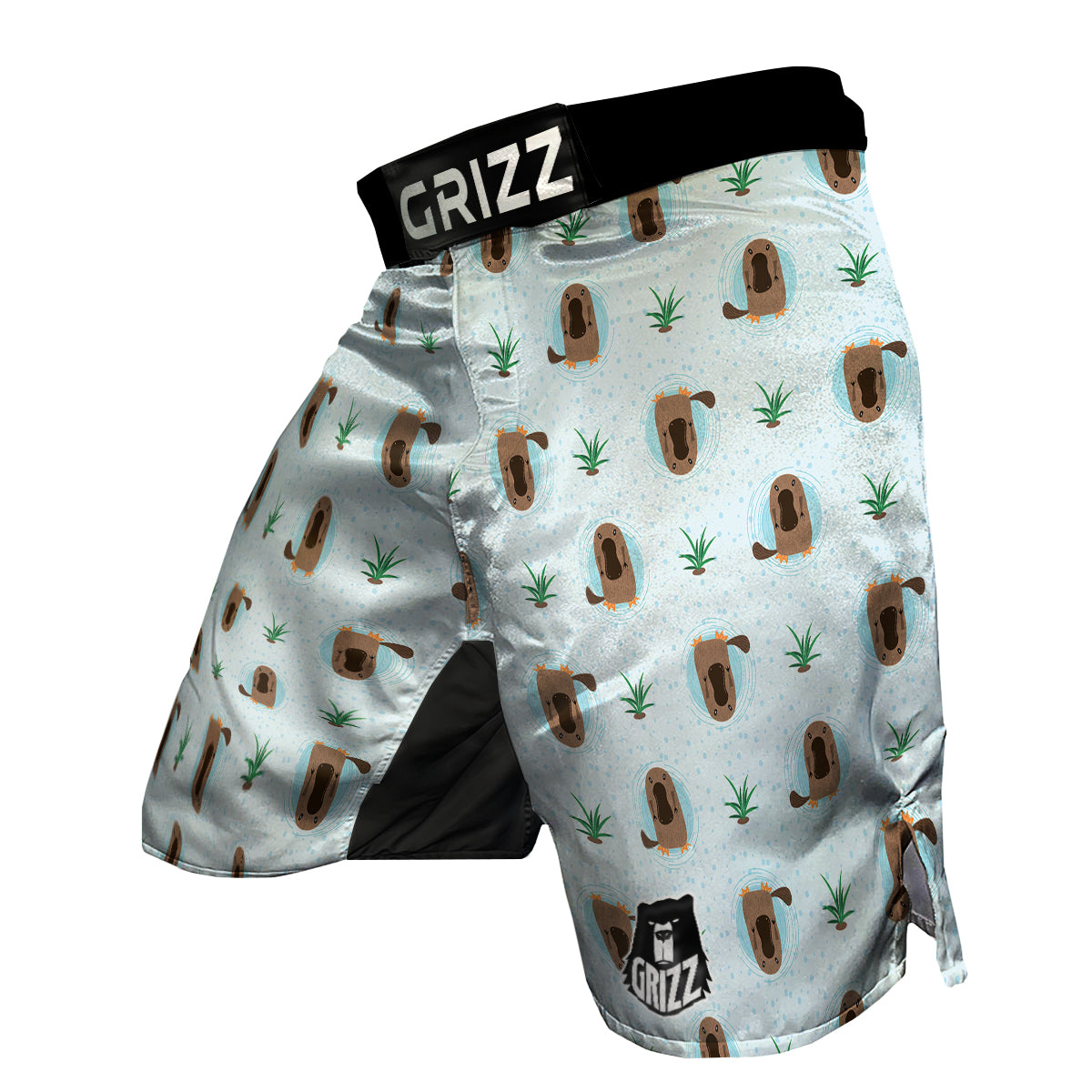 Platypus Hand Drawn Blue Print Pattern MMA Shorts-grizzshop