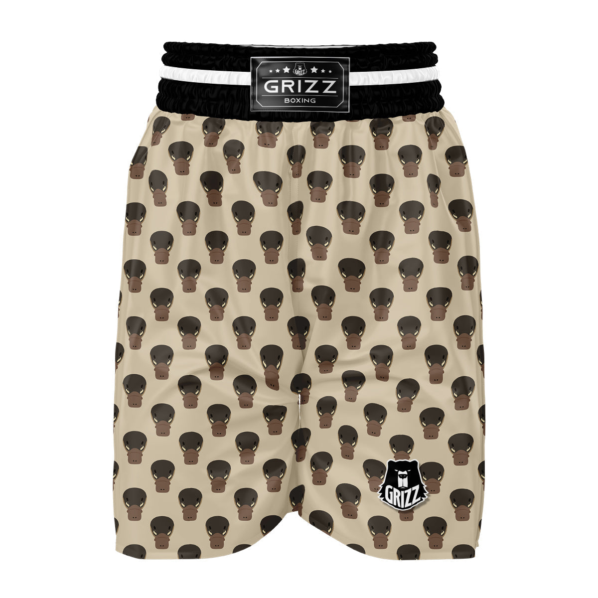 Platypus Head Brown Print Pattern Boxing Shorts-grizzshop