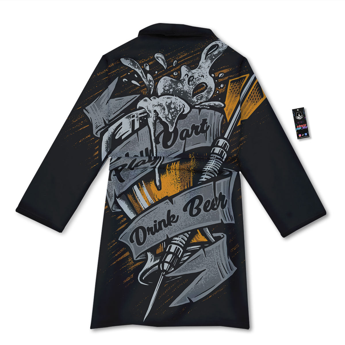 Play Dart Drink Beer Print Bathrobe-grizzshop