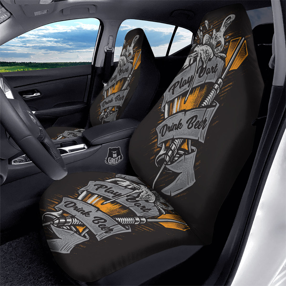 Play Dart Drink Beer Print Car Seat Covers-grizzshop