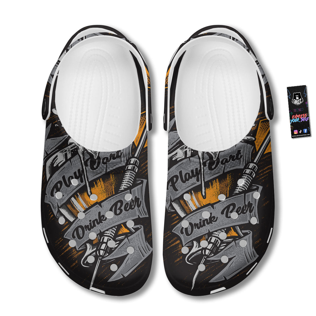 Play Dart Drink Beer Print Clog-grizzshop