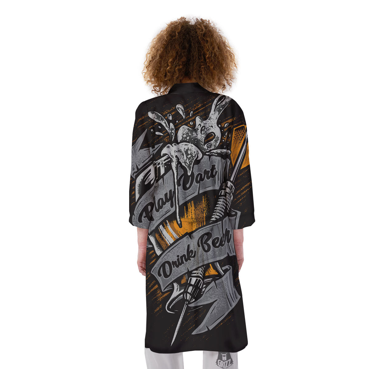 Play Dart Drink Beer Print Kimono-grizzshop