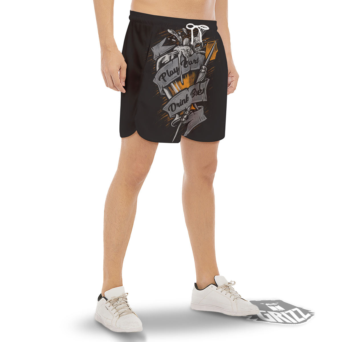 Play Dart Drink Beer Print Men's Gym Shorts-grizzshop