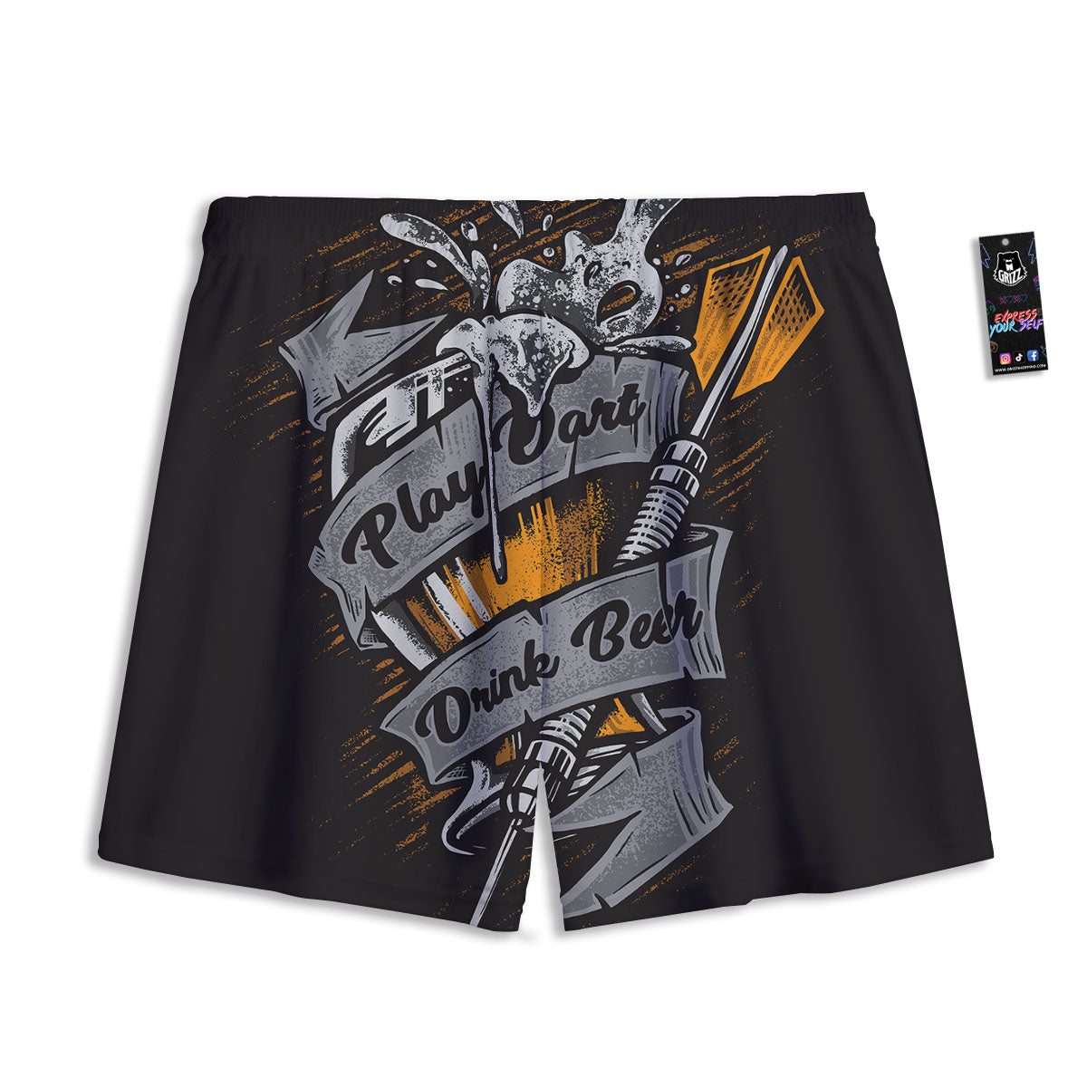 Play Dart Drink Beer Print Mesh Shorts