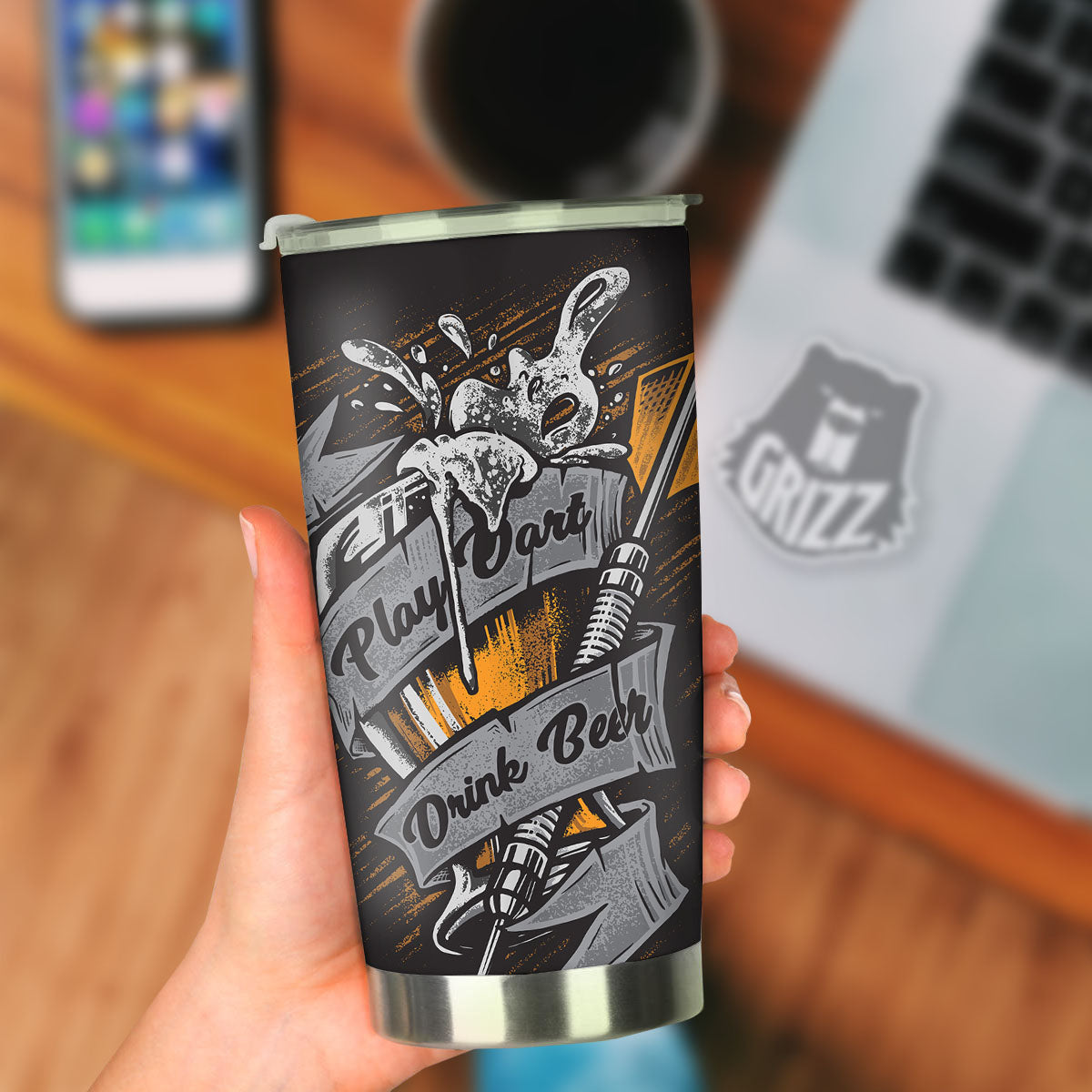 Play Dart Drink Beer Print Tumbler-grizzshop