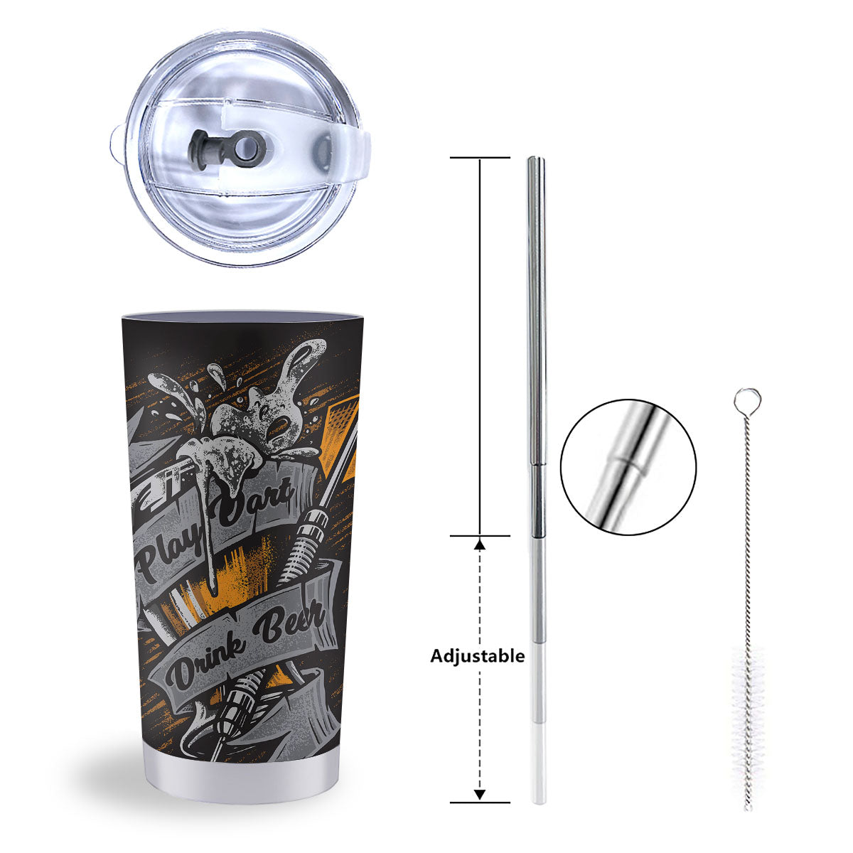 Play Dart Drink Beer Print Tumbler-grizzshop