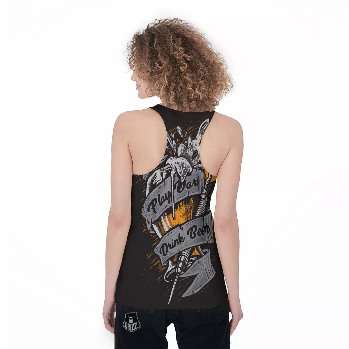 Play Dart Drink Beer Print Women's Racerback Tank Top-grizzshop