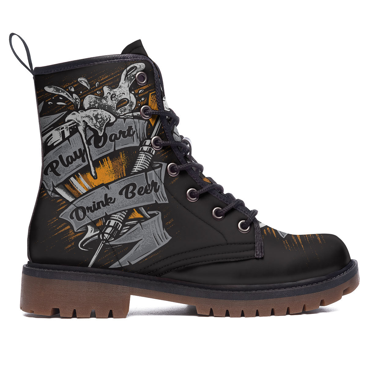 Play Dart Drink Beer Print Work Boots-grizzshop
